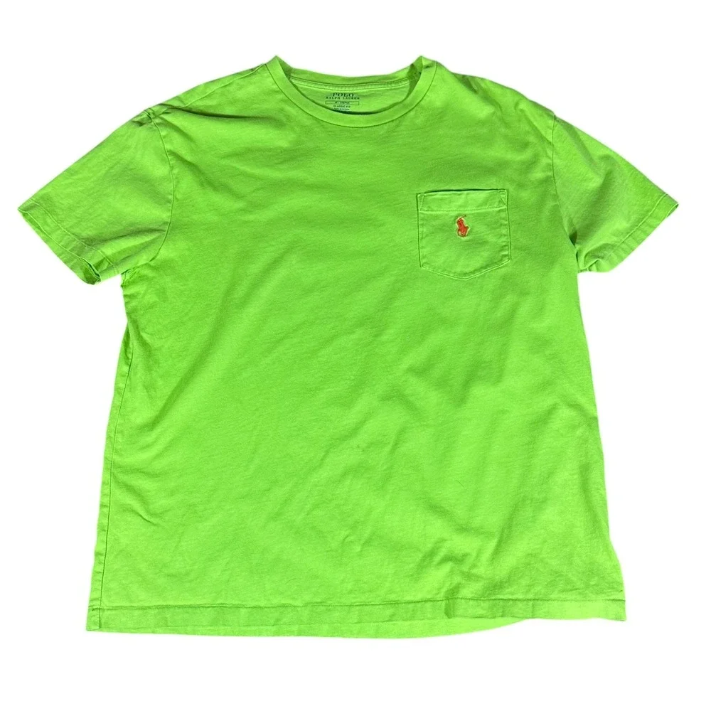 Polo Ralph Lauren Pocket T-Shirt Mens Medium Green Classic‎ Fit Pony Logo